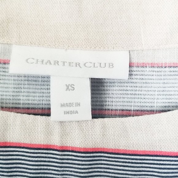 Charter Club Women's Linen Blend Striped Top - XS - Picture 4 of 6